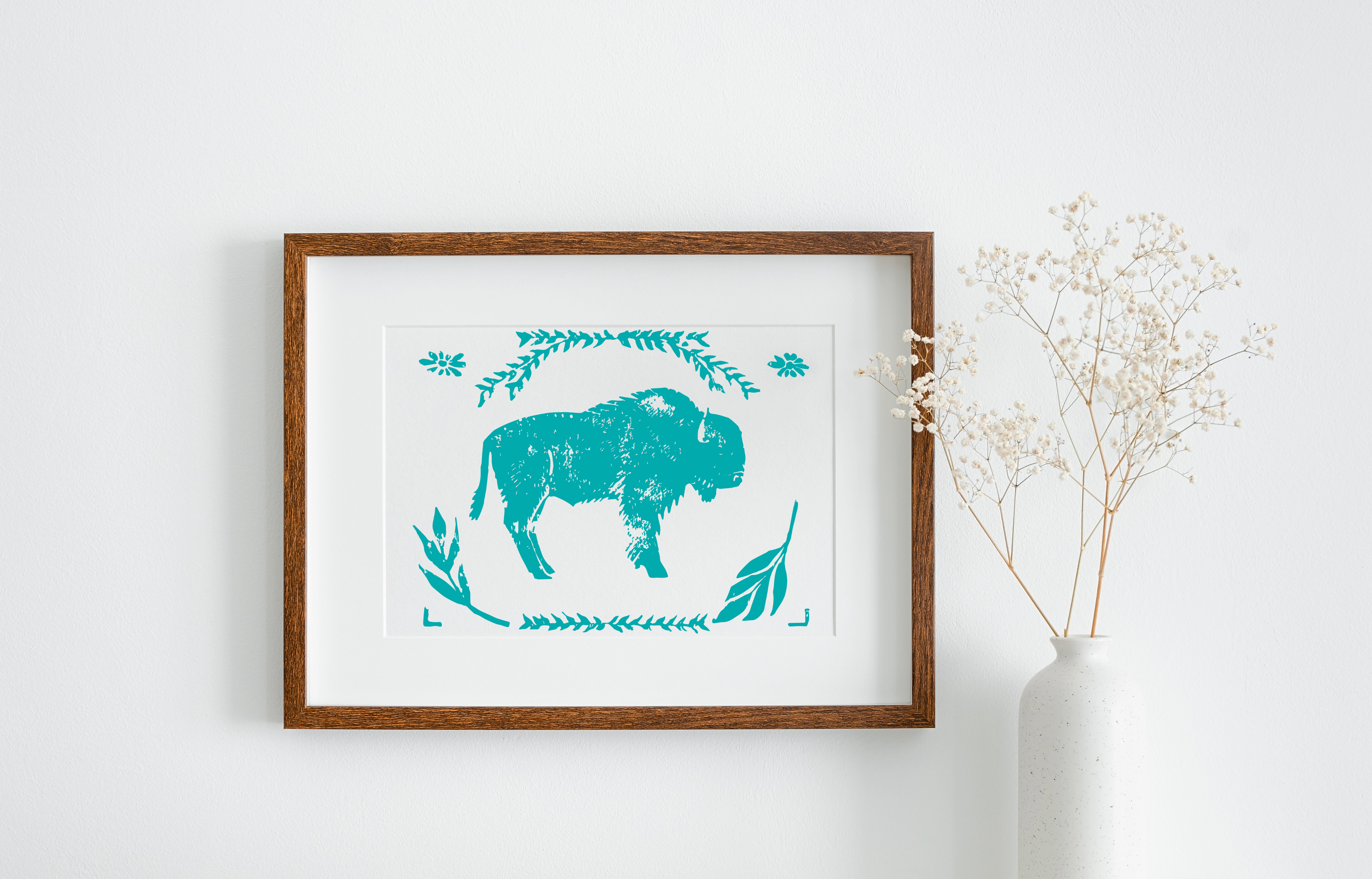 Bison Carved Block Stamp Print on Archival Fine Art Paper